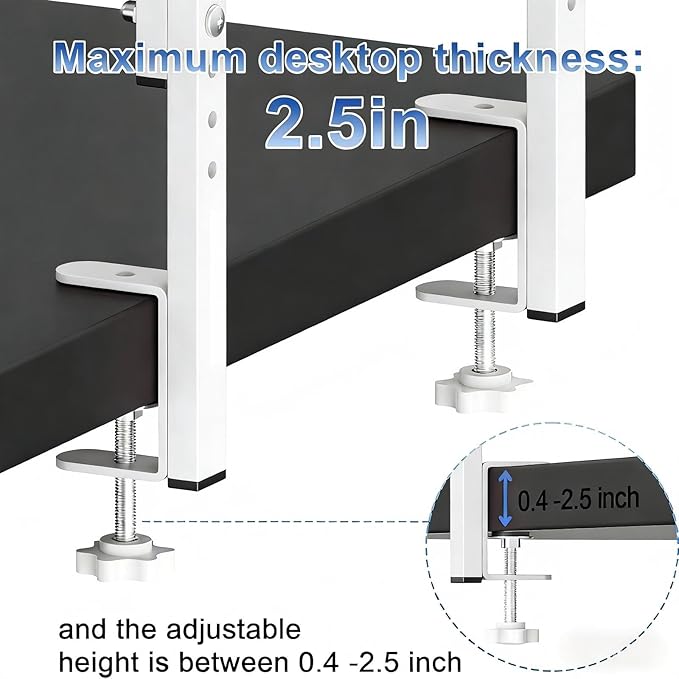 2-Tier Desk Shelf, Expandable Under Desk Storage, Clamp on Desk Shelf, Desktop - Image 4