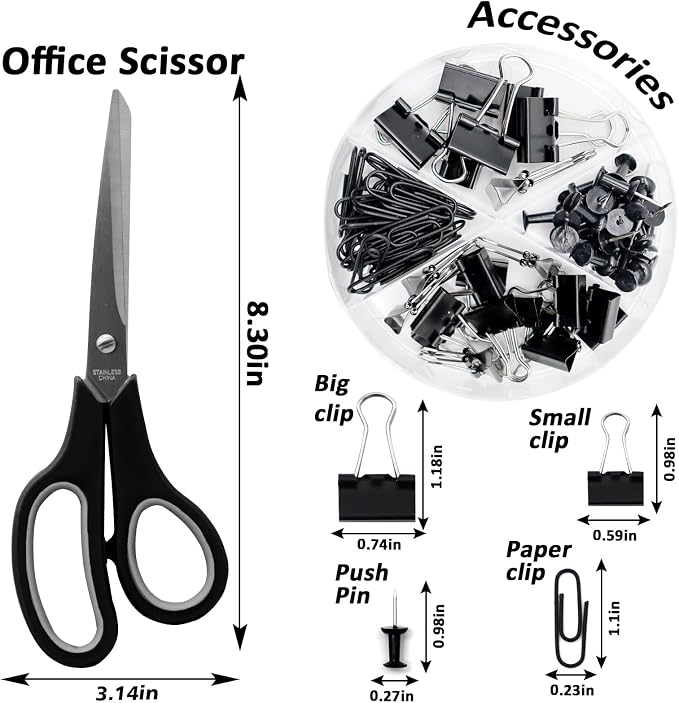 Black Office Supplies, Stapler and Tape Dispenser Set, Gift - Image 3
