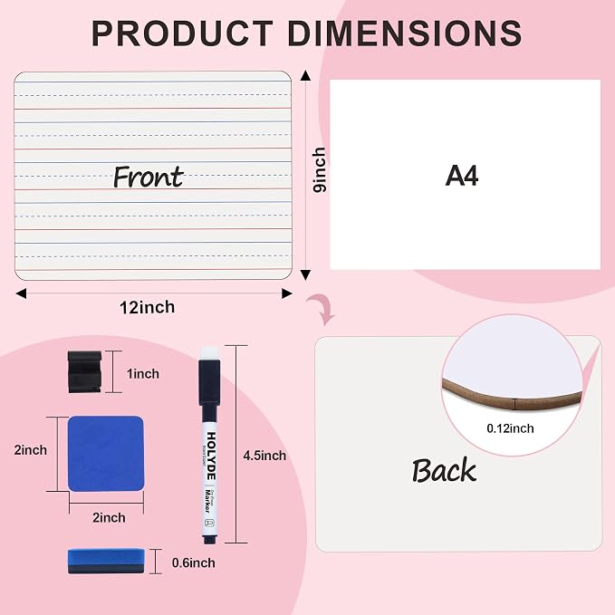 Set of 24 Dry Erase Boards, Double Sided Small Whiteboards - Image 2