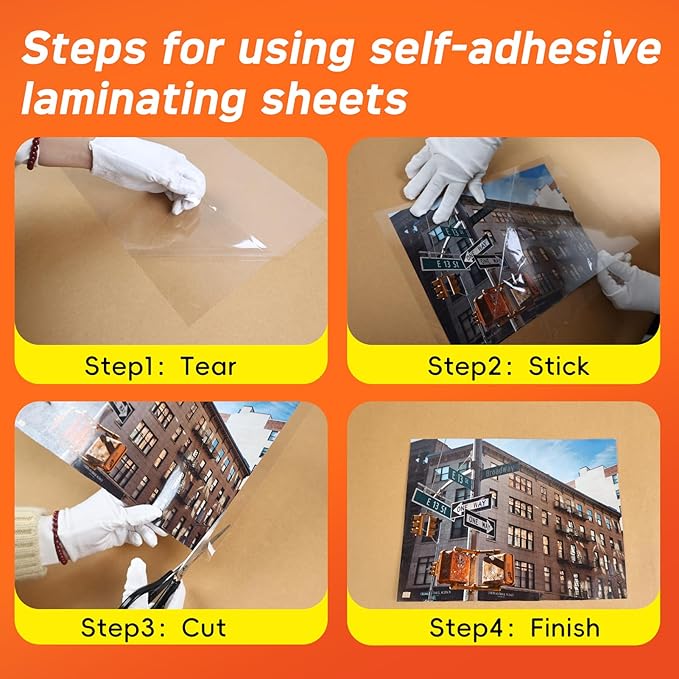 Self Adhesive Laminating Sheets,4Mil 8.5x11inches,10 Sheets Self Sealing Laminating Sheets, Self Adhesive Contact Paper,Clear Laminate Sheets for Stickers,No Machine Needed-DeskLoop Office