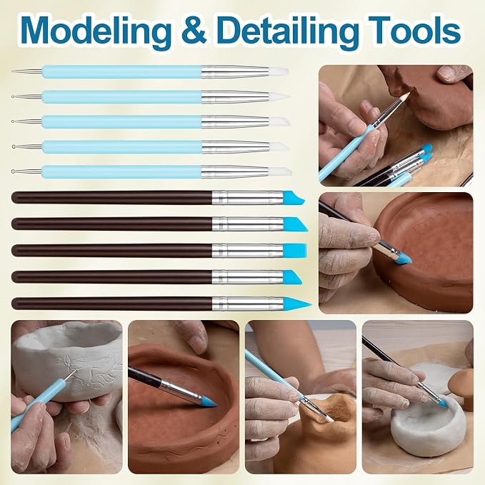 Amrules 10Pcs Clay Sculpting Tools, Practical Dual-End Rubber Pens and Dotting - Image 6