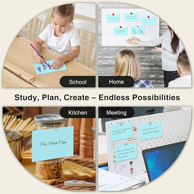 300 Count Blank Index Cards 3x5 Inch Blue Flash Cards Colored Cardstock - Image 7