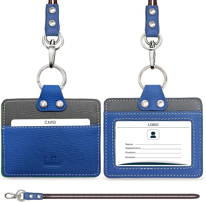 Badge Holder: Boshiho Cowhide Leather ID Badge Card Holder - Image 7