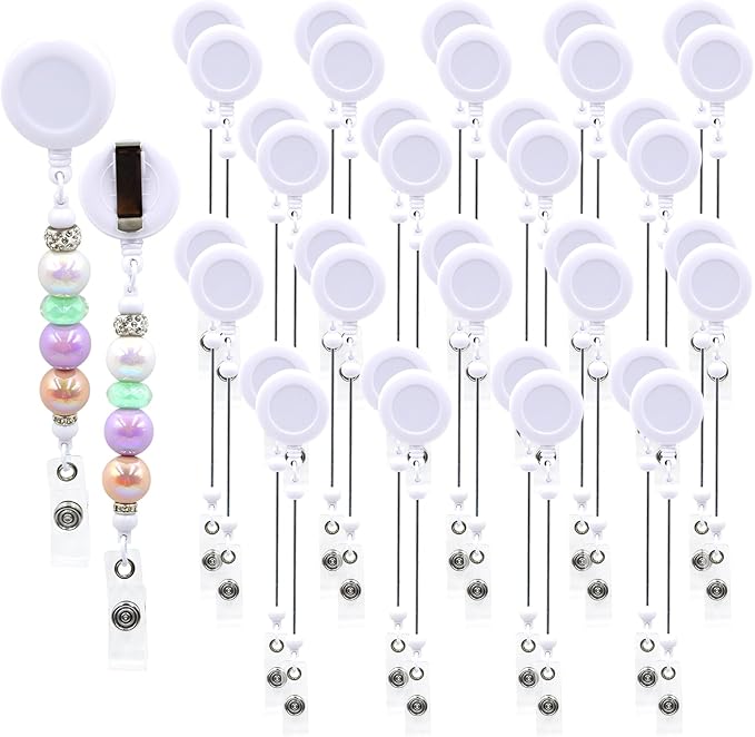 15pcs White Beadable Badge Reels Making Kits by Unknown