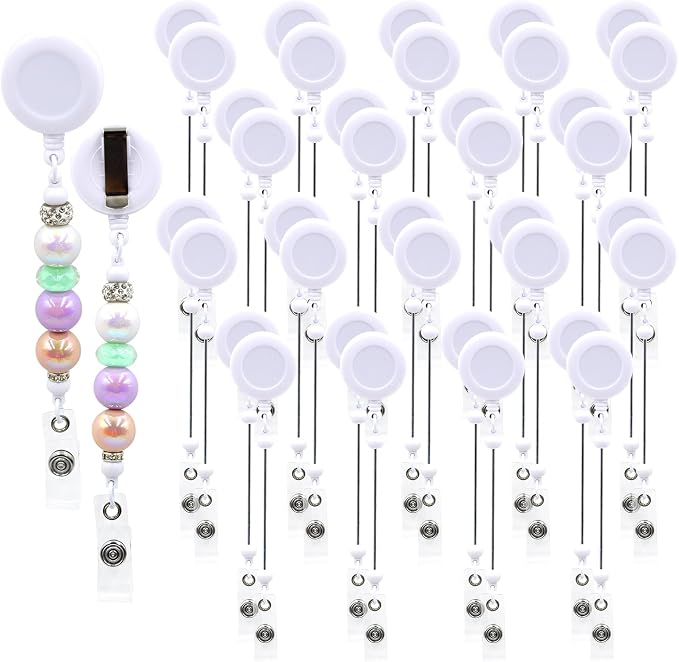 30pcs White Beadable Badge Reels Making Kits by Unknown
