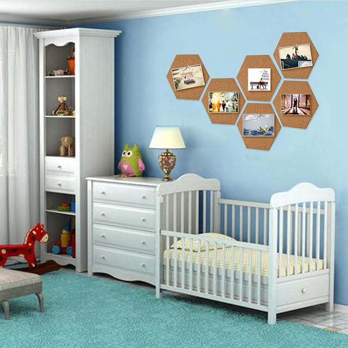 HBlife 10 Pack Hexagon Self-Adhesive Cork Board Tiles Mini Wall Bulletin Board - Image 7