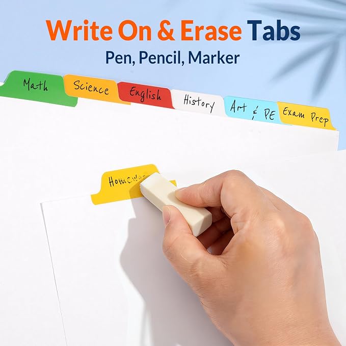 SUNEE Binder Dividers with Colorful Write On & Erase Tabs - Image 3