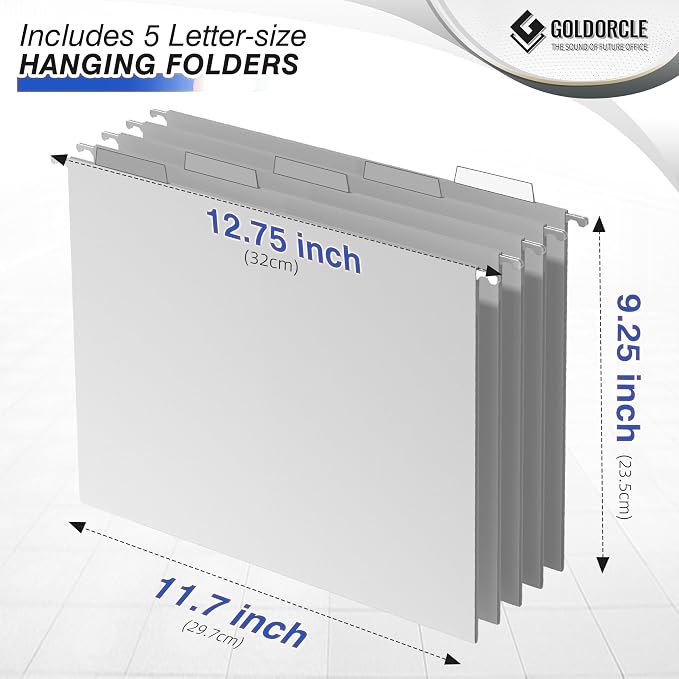 Hanging File Organizer, Letter-Size File Holder Filing Box - Image 3