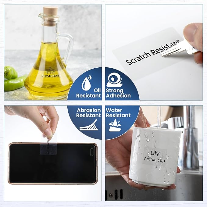 M100 Clear Thermal Label 1.57'' x 1.18'' (40 x 30 mm), Multi-Purpose Adhesive Transparent Thermal Labels Compatible with Label Maker M110/ M220/ M221/ M120/ M260/M150/M250, 230 Labels/Roll-DeskLoop Office