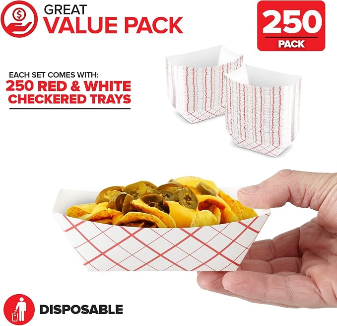 Extra Small Paper Food Boats – 0.5 lb Disposable Red & White Checkered Paper - Image 2
