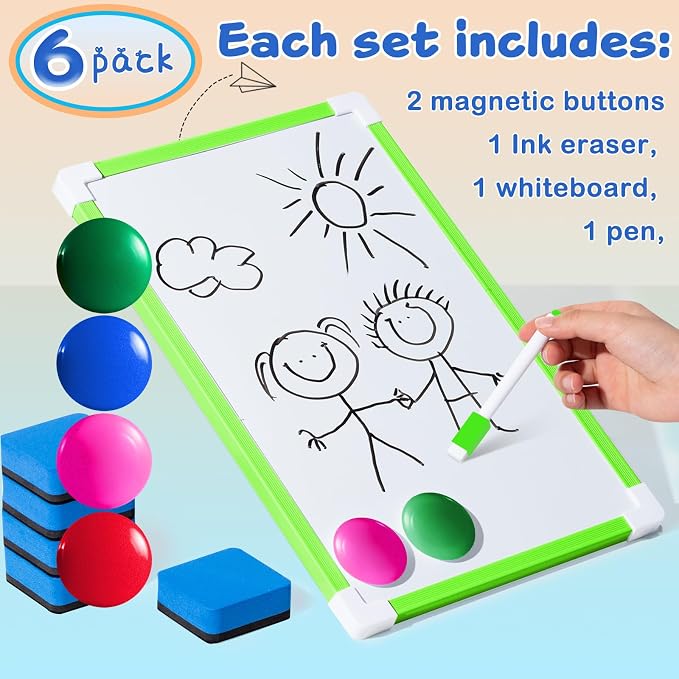 Colarr 6 Set Hanging Magnetic Dry Erase Board Small Double Side White Board - Image 3