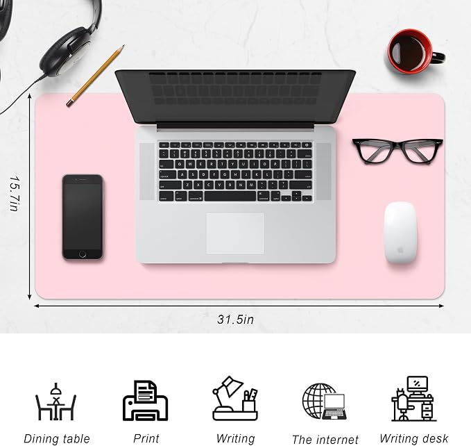 Leather Desk Pad Protector, Non-Slip Desk Pad, on-Slip PU Leather Large Mouse - Image 4