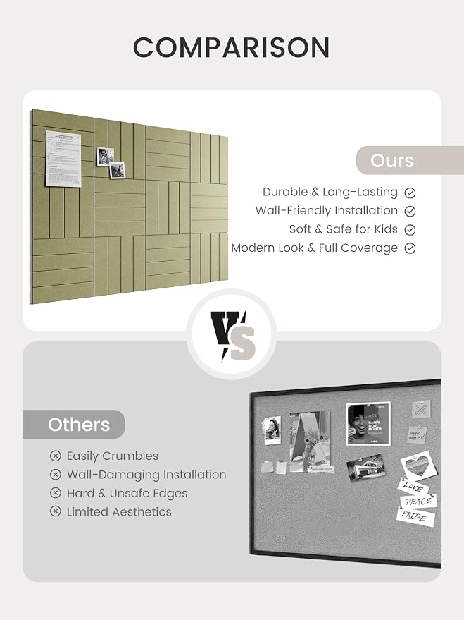 Bumusty Large Cork Board Alternative-48 x 36" Felt Bulletin Board Tiles - Image 7