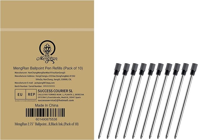 MengRan 2.75'' Mini D1 Ballpoint Ink Pen Refills, 10 Pack | 1mm Medium Tip by MengRan