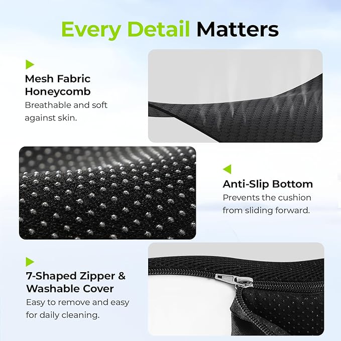 AUVON Ergonomic Donut Pillow Seat Cushion for Hemorrhoid & Tailbone Pain Relief, Thick Memory Foam Chair Cushions with Firm Support for Coccyx, Sciatica, Pressure Sores, Pregnancy, Postpartum Recovery-DeskLoop Office