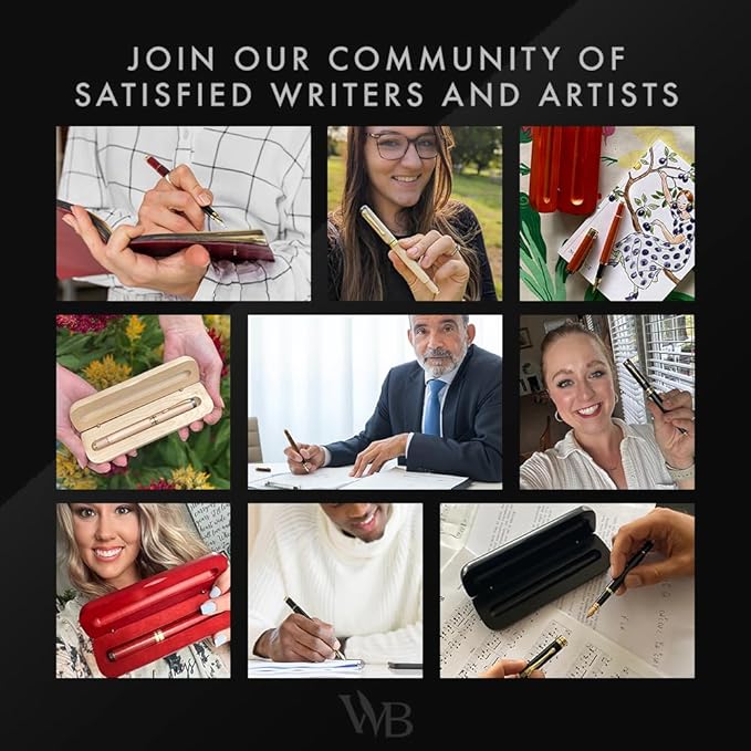 Wordsworth & Black Fountain Pen Set, Luxury Bamboo Wood - Medium Nib, Gift Case; Includes 6 Ink Cartridges, Ink Refill Converter -Journaling, Calligraphy, Drawing, Smooth Writing [Brown Wood]-DeskLoop Office