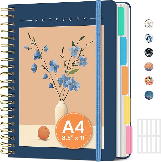 Large Spiral Lined Notebooks for Work by Taja
