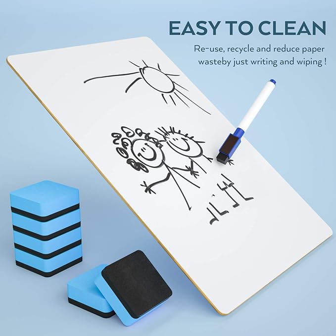 Nicpro 6 Pack Dry Erase Lap Board Kid Double Sided Small Whiteboard 9 x 12 - Image 4