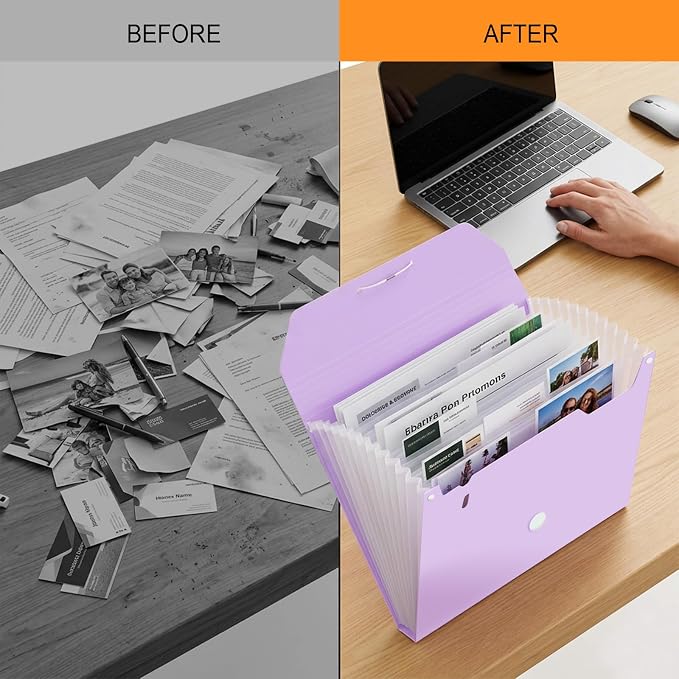 Comix Accordion File Organizer, 13 Pocket, A4/Letter Size Documents, Includes - Image 5