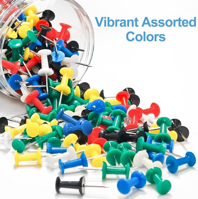 2400 Pcs Multicolor Push Pins Standard Thumb Tacks with Steel Point and Plastic Head PushPins thumbtacks for Wall, Cork Board, and Bulletin Board-DeskLoop Office