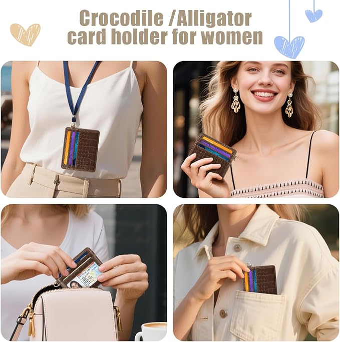 Slim Credit Card Holder Crocodile Wallet Women Thin Alligator Wallets RFID - Image 6