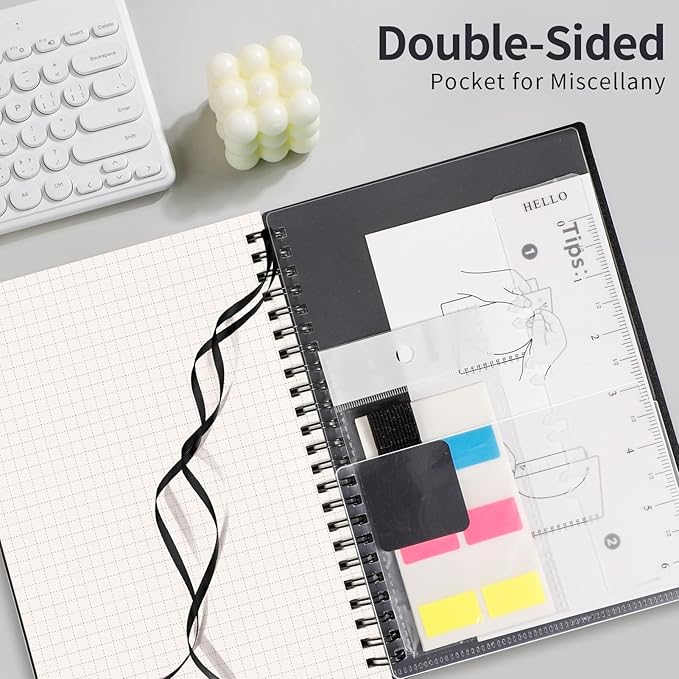 AHGXG Graph Paper Notebook - Spiral Notebook Journal 160 Pages, A5 Graph Notebook 5.7" x 8.3", 100 gsm Thick Grid Paper, Waterproof Plastic Cover, for School Writing Engineering Math, Black-DeskLoop Office