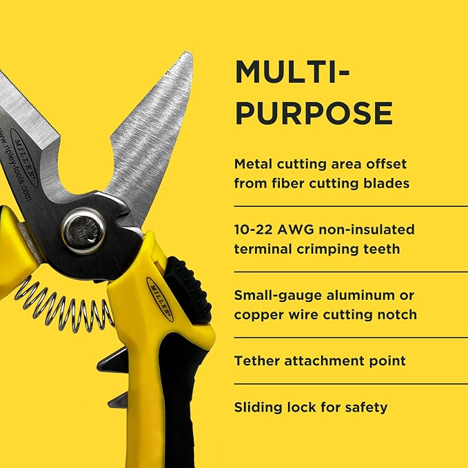 Miller KS‑3 Angle‑Head Kevlar Scissors & Cable Cutter – Fiber Optic Shears - Image 4