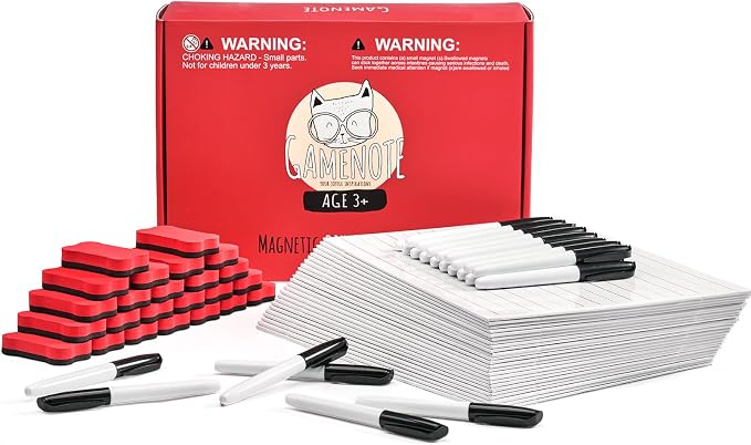 GAMENOTE White Board Dry Erase, Small Magnetic Lined White Board Set, Double - Image 7
