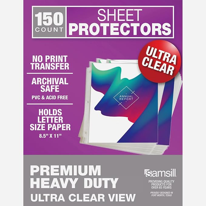 Samsill Ultra Clear Sheet Protectors, 150 Pack, 8.5x11 Inch Page Protectors by Samsill