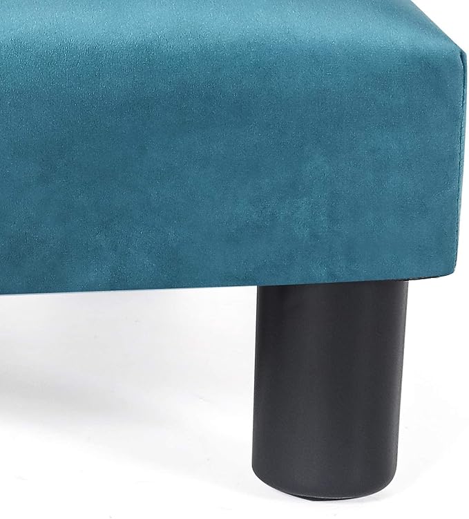Joveco 15.7'' Small Footstool Ottoman Upholstered Soft Footrest with Non-Skid Plastic Legs, Foot Rest for Desk Couch Living Room Bedroom Office (Blue)-DeskLoop Office