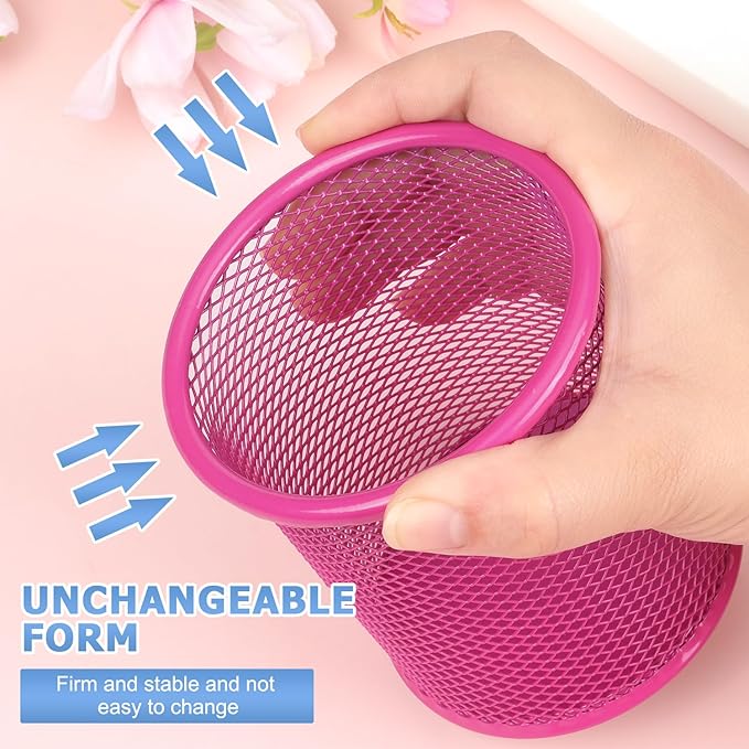 Tamaki Pen Holder Cup for Desk, Wire Mesh Pencil Cup Holder for Desk Office Pen Organizer (Pink)-DeskLoop Office