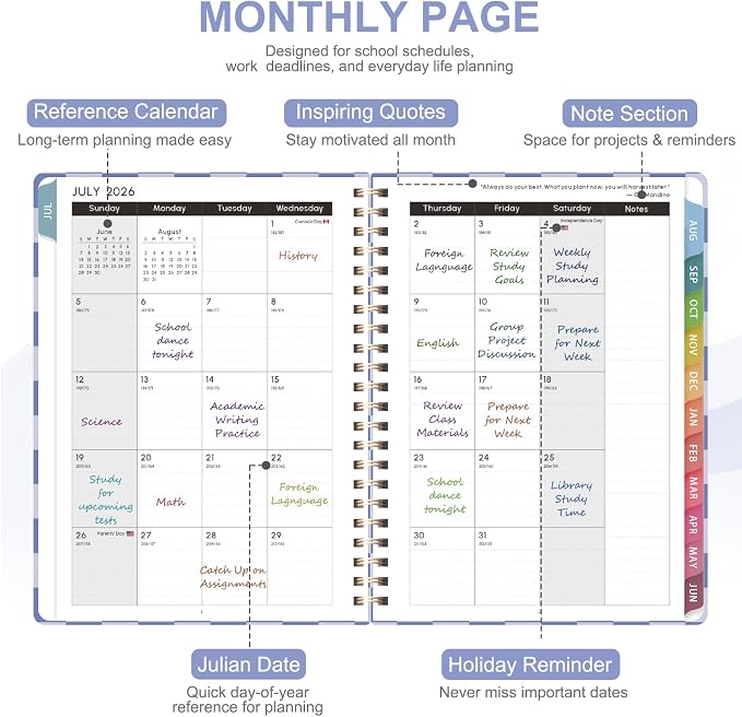 Planner 2026-2027, Weekly and Monthly Academic Year Calendar Planner, July 2026 - Image 3