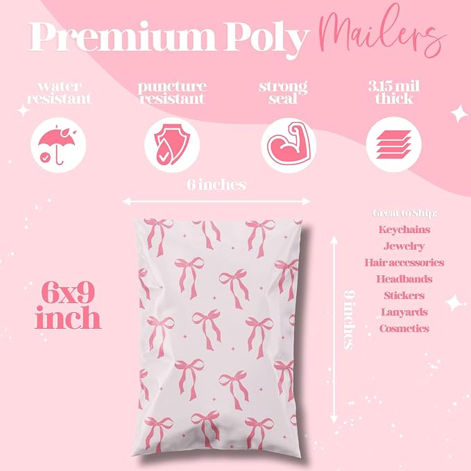 Pretty Package Store Poly Mailer 6x9, 100 Pack | Heavy Duty, Waterproof - Image 3