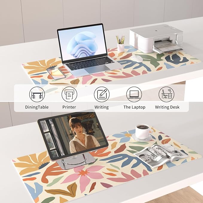 Colorful Star Abstract Floral Large Mouse Pad, Waterproof Office Desk Mat - Image 4