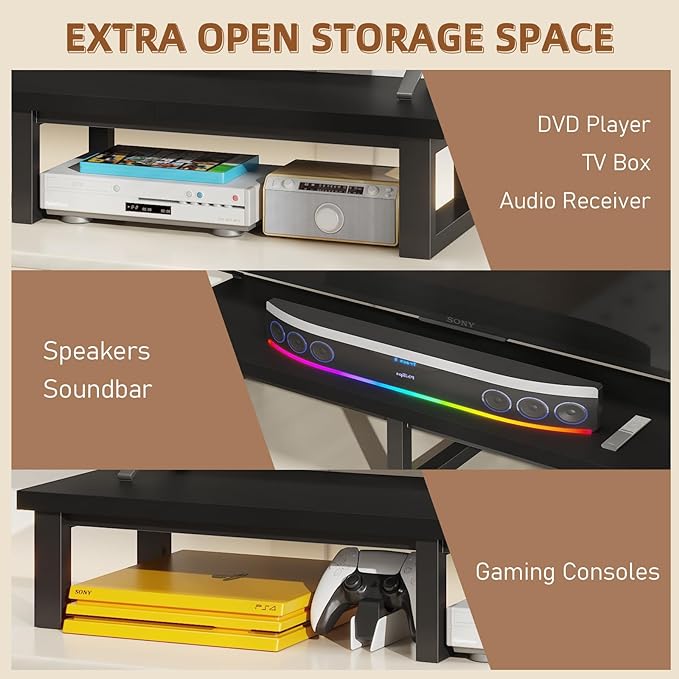 45" Large TV Riser for 32-60 inch TV, TV Riser Stand Shelf with Steel Legs, Tabletop TV Stand Riser for Home Office,Black-DeskLoop Office