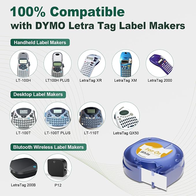 Fabric Label Tape Replace for Dymo Letratag Iron-On Fabric Labels for Clothing - Image 3