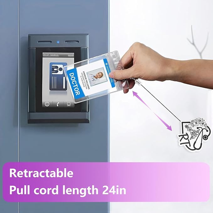 Elegant RT Badge Reel Retractable, Cute Respiratory Therapist Acrylic Badge Reel - Image 5