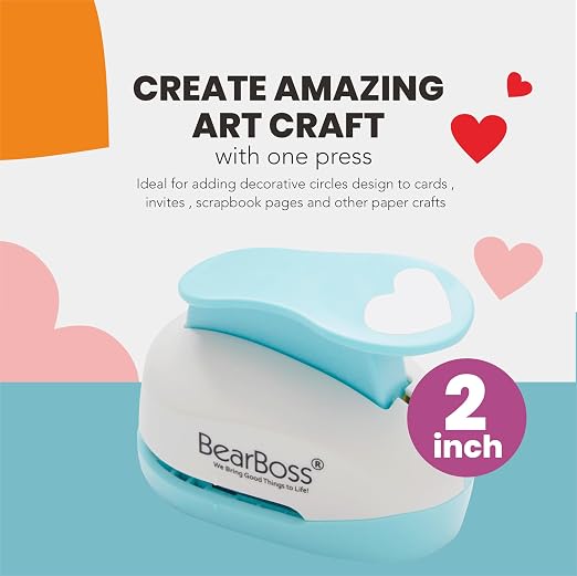 BearBoss Heart Paper Punch, Handmade Scrapbook Paper Puncher, Different Size of - Image 3