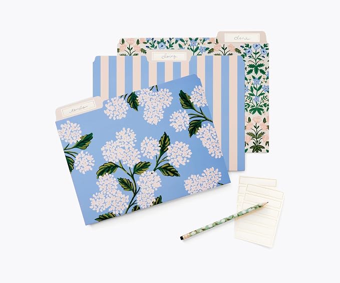 RIFLE PAPER CO. Hydrangea Assorted File Folder Set, Stay Organized - Image 5