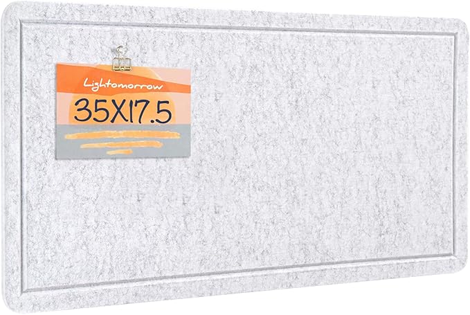 Bulletin Board, 35 x 17 1/2 inches Felt Board - Decorative Pin Board, Cork Board Alternative for Wall, Foldable Picture Board Self-Adhesive Vision Board Prayer Board with 20 Pushpins - Marble White-DeskLoop Office