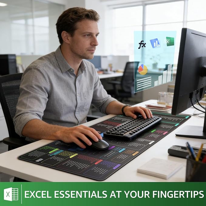 KTRIO Excel Shortcuts Mousepad, Desk Mat, 31.5 x 11.8 in, XL | Smooth - Image 2
