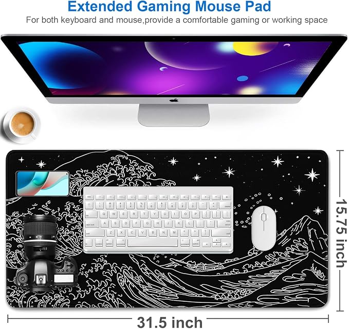 Large Mouse Pad, 31.5x15.7 inch Large Extended Gaming Computer Keyboard Mouse - Image 2