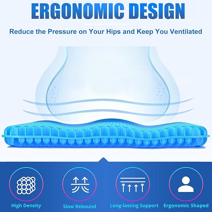 Gel Seat Cushion for Long Sitting Pressure Relief - Image 3