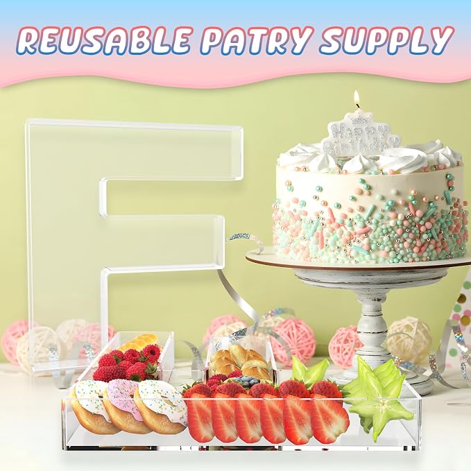 13.8" Extra Large Acrylic Letter Charcuterie Board Box, Reusable Fillable - Image 5