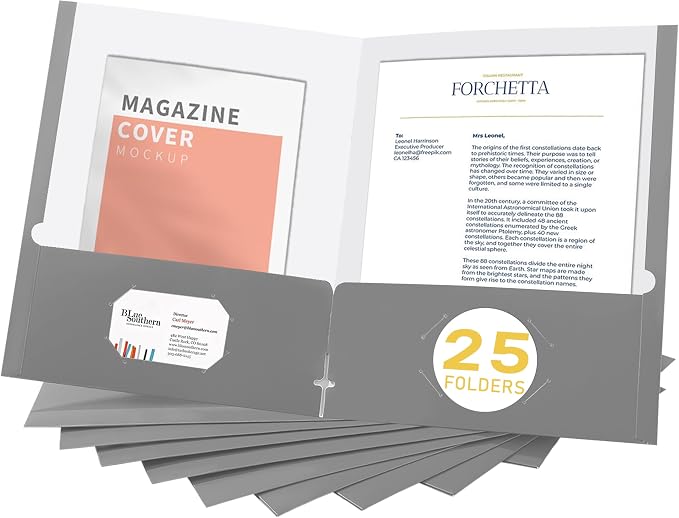 Zzrywuty File folders with Pockets, 25 Pack Paper Folders with Card Slot by Zzrywuty