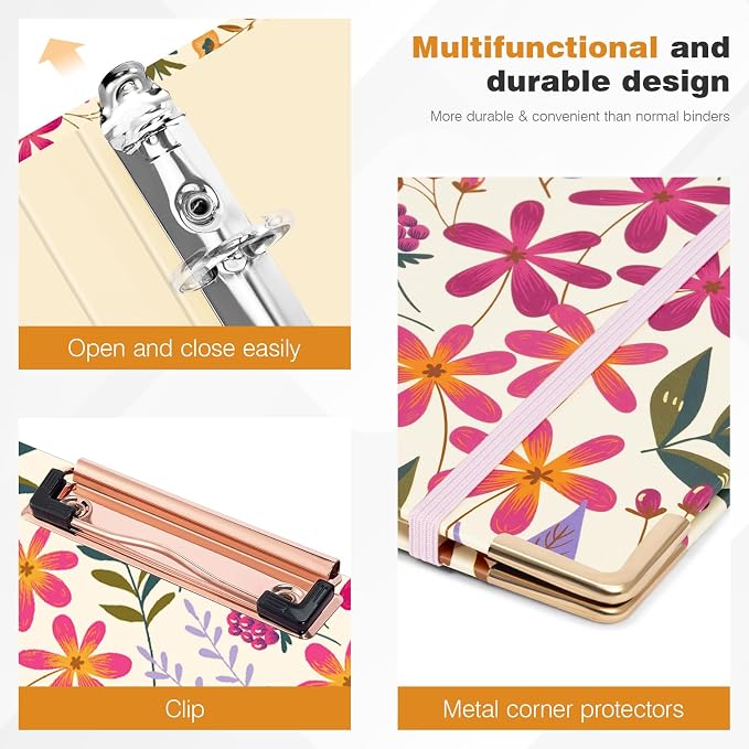 Ospelelf 3 Ring Binder, 1/2 Inch, Cute Floral Binder - Image 5