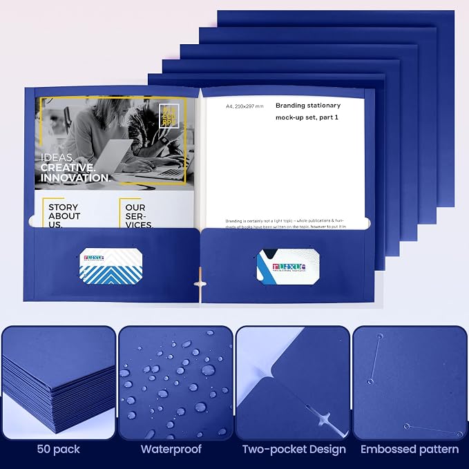 BIBRADAA® 10 Packs Blue Folders, Paper Folder Surface - Image 4