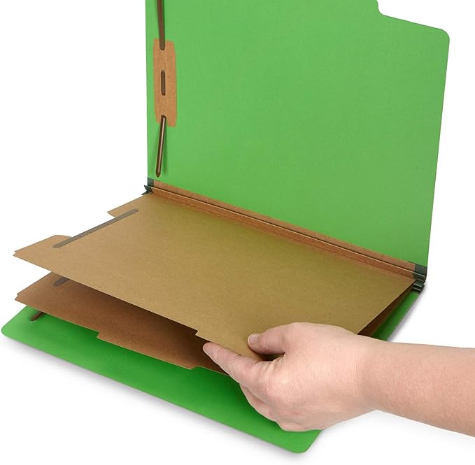 10 Green Classification Folders, 2 Divider, 2 Inch Expansions, Durable 2 Prongs - Image 3