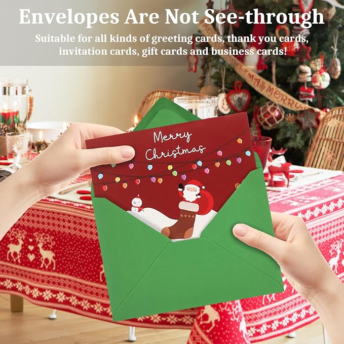 50 Pack A7 Envelopes, 5.24 x 7.24 in Christmas Envelopes - Image 5