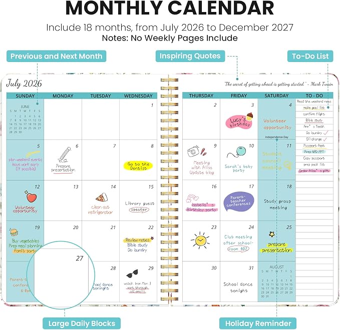 Monthly Planner 2026-2027, Aesthetic 2 Year Months Planner Calendar, 18-Months - Image 2
